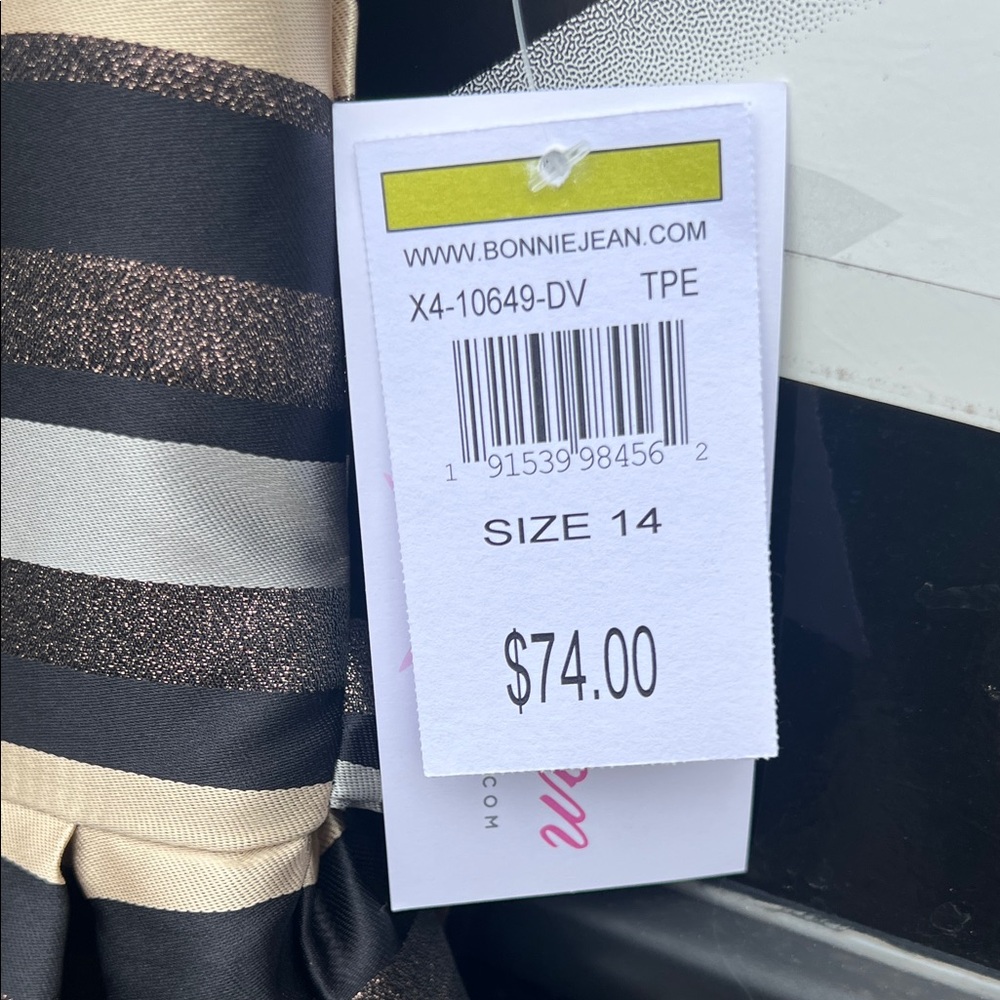 Bonnie Jean Black and Brown Striped Formal Dress - Picture 2 of 3